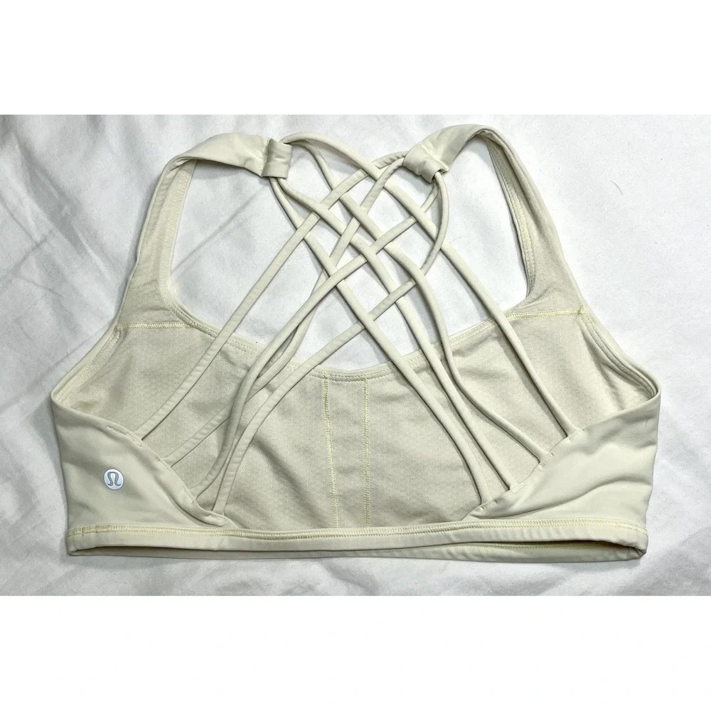 Lululemon Free To Be Wild Sports Bra Size 10 Ivory Criss Cross Strappy Yoga Gym - Picture 3 of 7